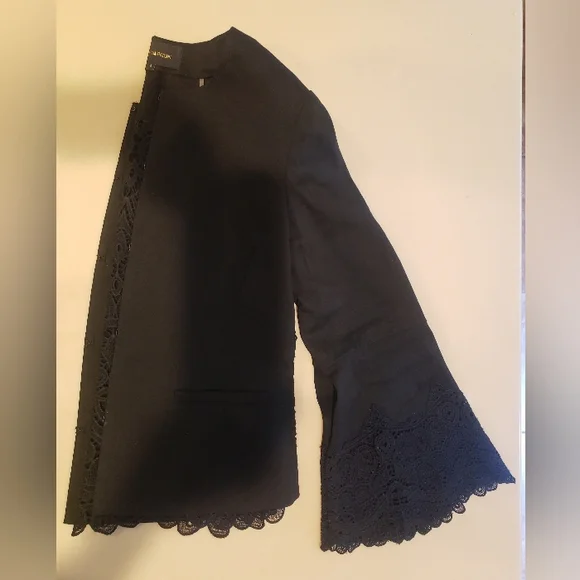Kobi Halperin Neve Black Linen-Blend Lace Jacket — Size S — Excellent Pre-Owned